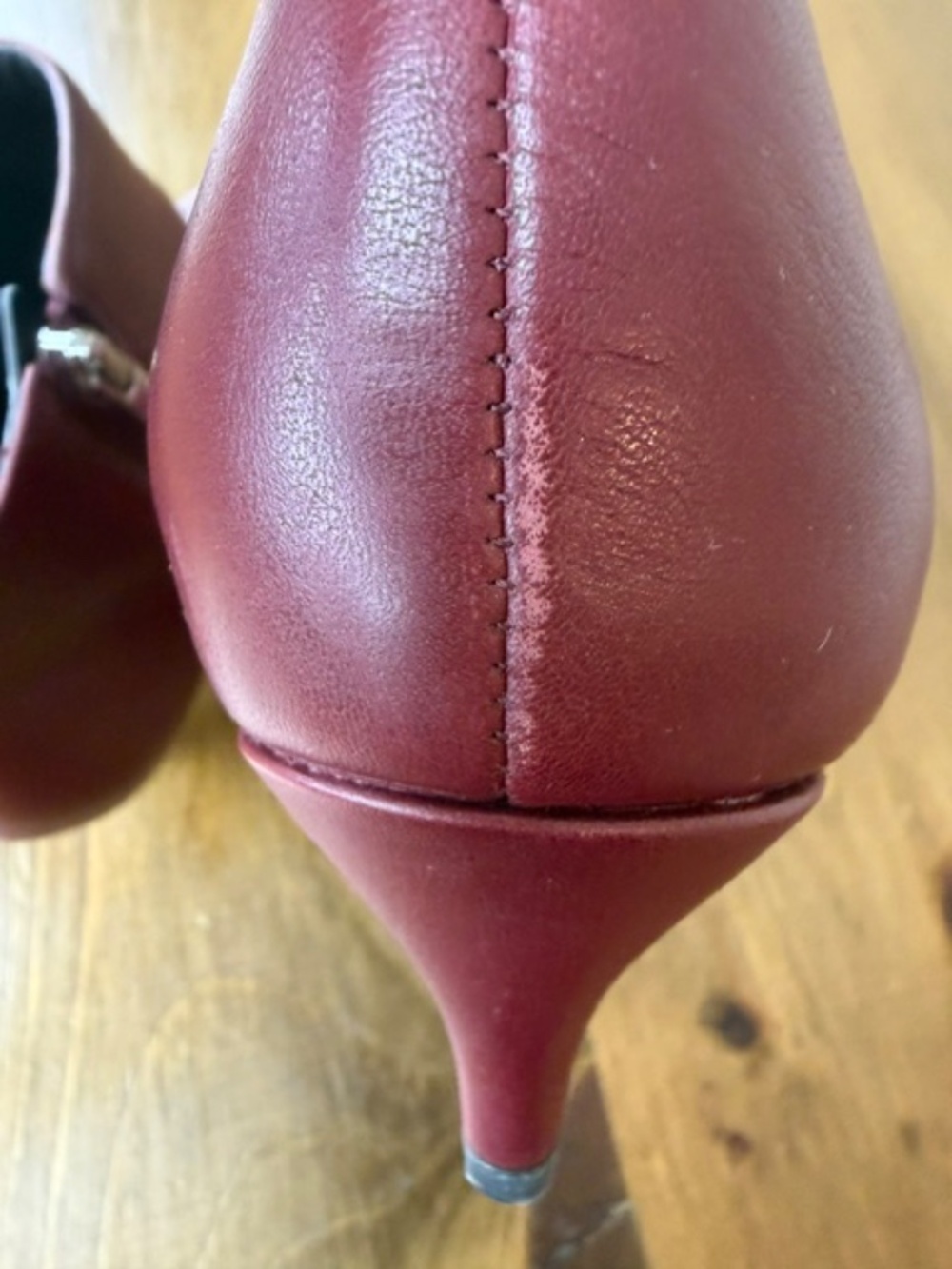 Sam Edelman Kinzey Burgundy Leather Pointed Toe Kitten Heel Booties Size 7M - Picture 7 of 14